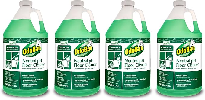 OdoBan Professional Series Neutral pH No Rinse Floor Cleaner Concentrate, Made in the USA, 4 Gallons