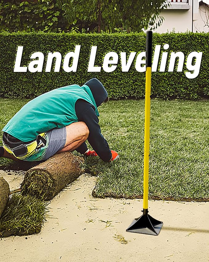 8"x8" Steel Tamper with 48" Handle, Heavy Duty Hand Compactor Tool for Leveling Soil, Gravel, Sand, Asphalt, Ground, Paver, Driveway, Garden, Yard and Blacktop Repair