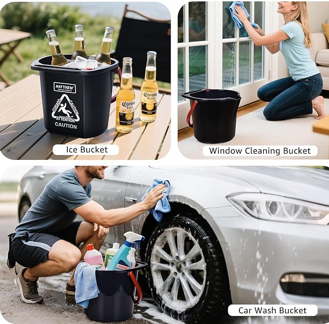 Matthew Cleaning 4.2 Gallon Mop Bucket, Heavy Duty Plastic Cleaning Bucket with Built-in Pour Spout, Mop Holder and Comfort Grip Handle, House and Commercial Cleaning Supplies, 3 Pack Mixed Color