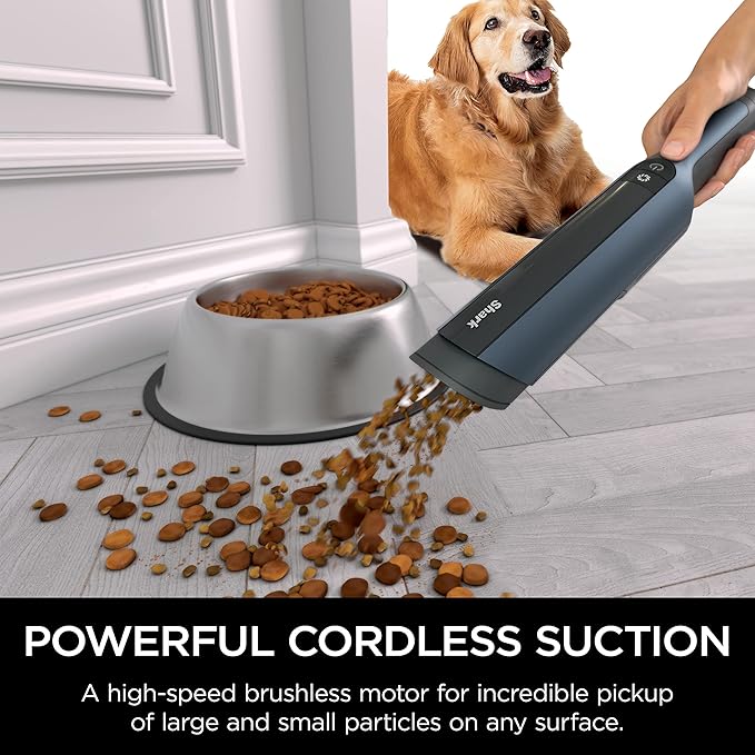 Shark WV410BL WANDVAC Cordless Hand Vacuum, Ultra-Lightweight & Portable with Powerful Suction & Tools for Pets, Designed for Car & Home, Dark Blue