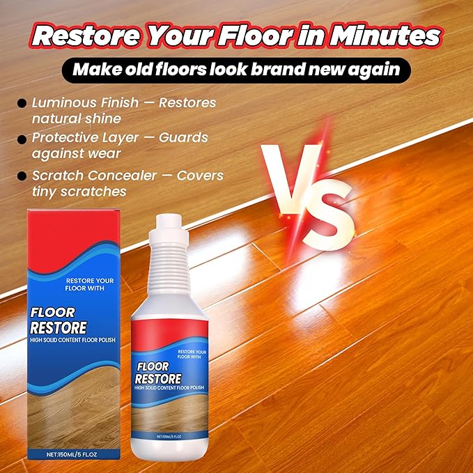 Floor Restore Cleaner - Floor Restorer & Polish for Tile, Shine Wood, Laminate, Vinyl, Bamboo - Flooring Protection Agent (1 pcs)