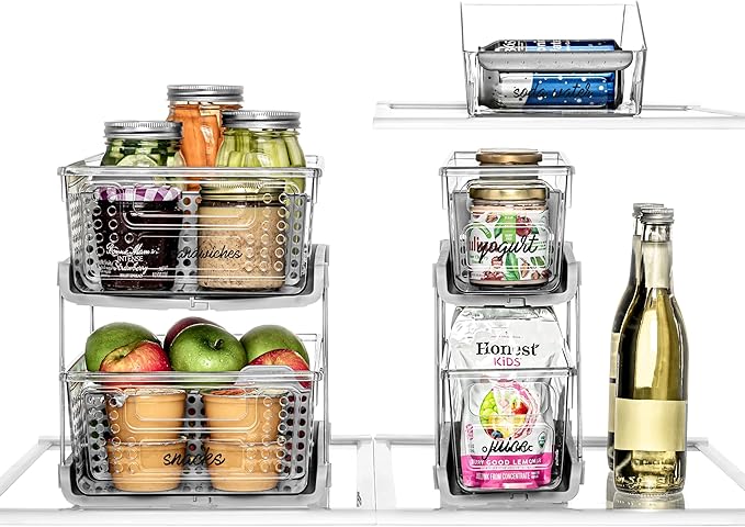 madesmart 2 Tier Organizer, Under Cabinet Storage with Pull Out Sliding Drawers, for Cleaning Supplies, Undersink, Sponges, Bottles & Bath, Adjustable Dividers & Pull Out Baskets, Grey