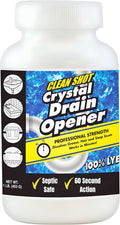 Clean Shot Crystal Lye Drain Opener - Professional Strength Cleaner for Tough Clogs - Heavy Duty Sodium Hydroxide Bathroom and Kitchen Sink, Shower, Pipes Unclogger, 1 lb