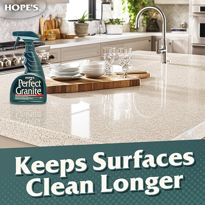 HOPE'S Perfect Granite & Marble Countertop Cleaner and Polish, Streak-Free, Ammonia-Free, 22 Ounce, Pack of 1