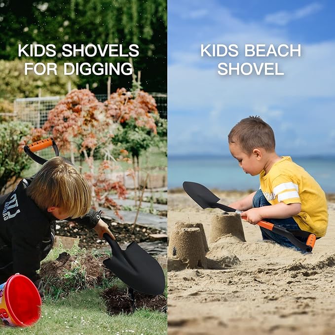 Kids Shovel, Small Shovels for Digging , Overall Length 28 Inches, Mini D Handle Shovel ,Gardening Shovels ,Matel Beach Shovel ,Camping Shovel Matel+Fiberglass