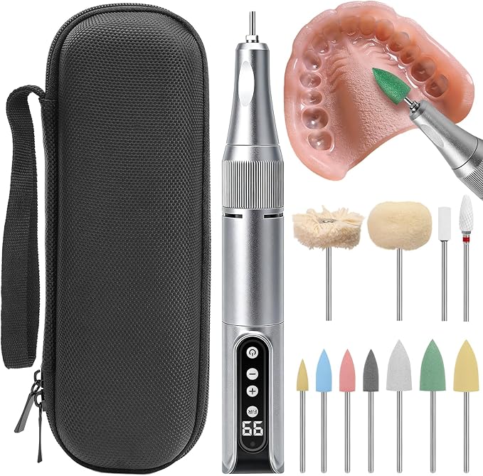Cordless USB Polishing Machine,35000RPM Mini Polisher Kit with 11 Attachments for Gently Smooths Edges,After Repair Cleaning Creating,Removes Stains,Polishing Head Set with Instructions & Case