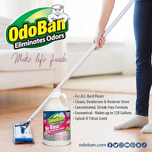 OdoBan Pet Solutions No Rinse Neutral pH Floor Cleaner Concentrate, 3 Gallons, Splash O' Citrus Scent