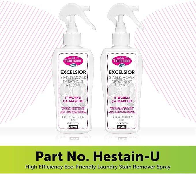 Excelsior HE Laundry Stain Remover Spray for cleaning clothes naturally with enzymes- 250 Millilitres color-safe and Eco-friendly