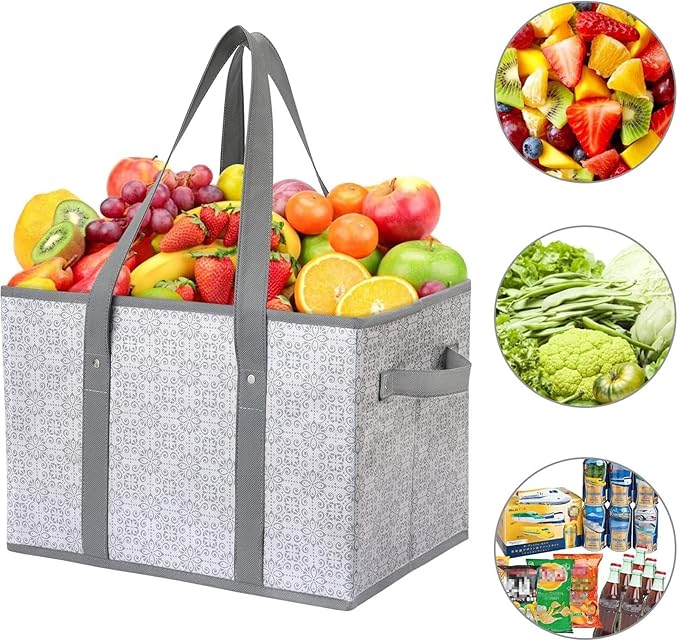 WISELIFE Reusable Grocery Bags [2 Pack],Large Grocery Tote Bag Water Resistant Shopping Bags Foldable Grocery Bag for Clothes,Shoes and Picnic