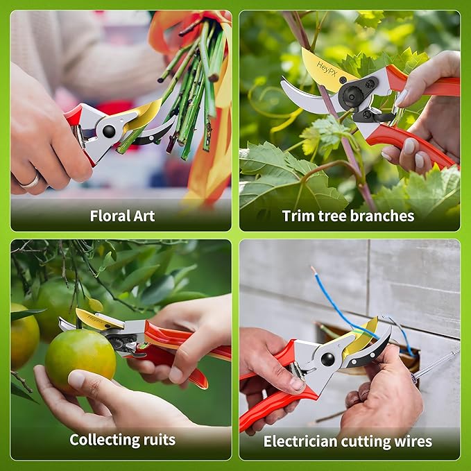 Bypass Pruning Shears, 8.5" SK5 Professional Garden Shears, Garden Clippers, Gardening Shears, Garden Scissors, Heavy Duty Handheld Pruning Shears For Gardening
