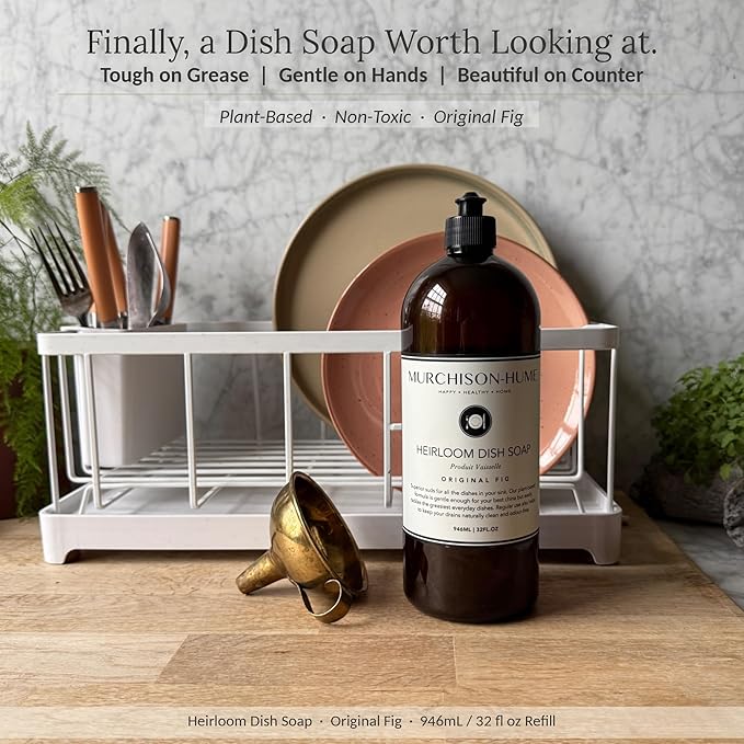 Murchison-Hume Heirloom Dish Soap Refill | Plant-Based Dishwashing Liquid | Cuts Grease | Gentle on Hands | Hypoallergenic | Biodegradable | Safe for Fine China | Original Fig | 32 fl oz