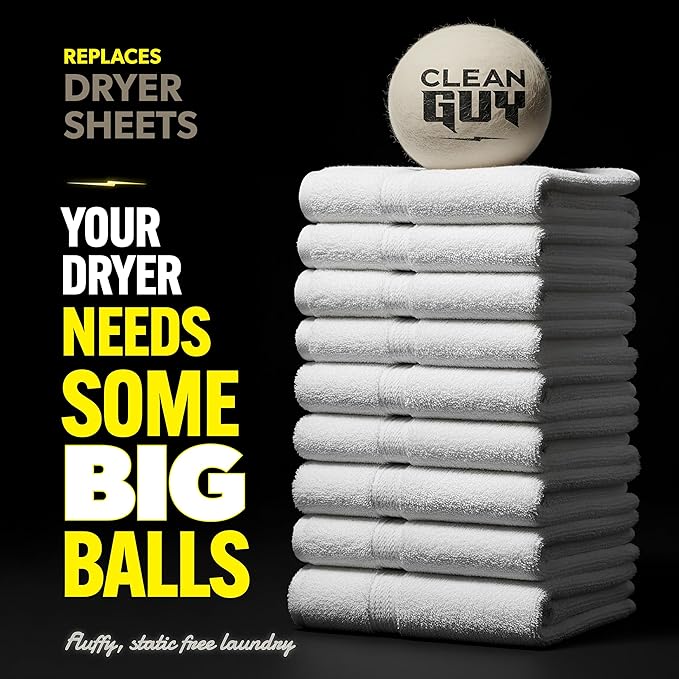 Wool Dryer Balls XL 6-Pack– Natural Fabric Softener, Reusable Laundry Dryer Balls –Reduce Drying Time, Static & Wrinkles– Hypoallergenic, Chemical Free Dryer Sheet Alternative, Eco-Friendly