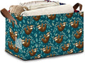 Funny Sloth Storage Baskets,Leaves Foldable Organizer Bin with Handles for Home Living Room Bedroom Closet Box 17x11.5x10Inch