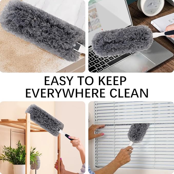 Reusable Microfiber Duster Refills Compatible with OXO & MR.SIGA Duster - Washable Duster for Household Cleaning Dusting Furniture Blind Ceiling Fan - 2Pack Grey (Handle NOT Included