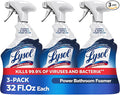 Lysol Power Foaming Bathroom Cleaner,Multipurpose Cleaner For Showers,Bathtubs,Sinks,Disinfectant Spray Kills 99.9% Of Germs,Zero Bleach Cleaning Spray,32 Oz.,(Pack of 3)