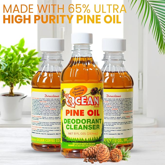 Ocean Pine Oil Cleaner Concentrate, 65% Pine Oil Deodorizer, All-Purpose Household Cleaner for Floors, Kitchen, Bathroom, Laundry, Grease & Odor Removal (2, 8 fl oz)