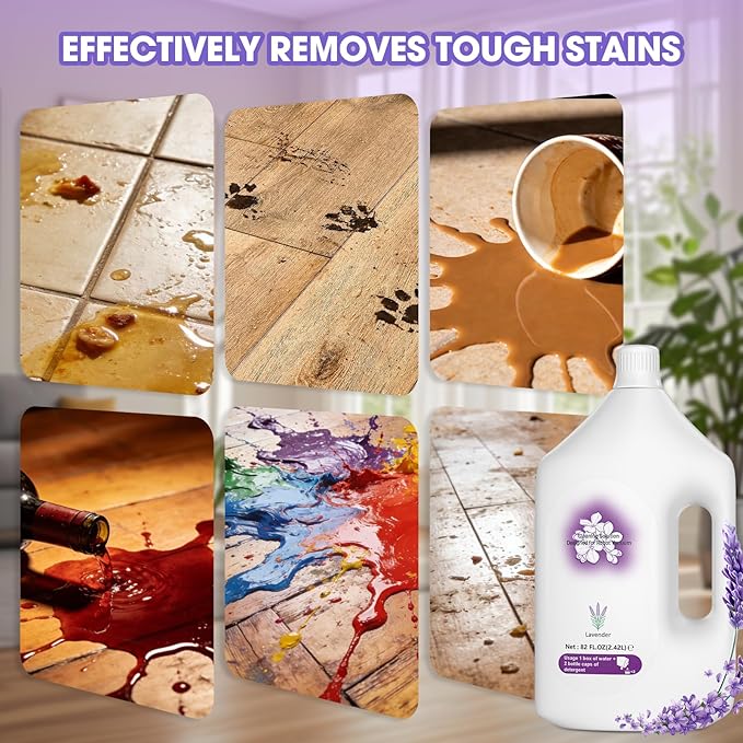 82 FL OZ/2.42 L Lavender Scented Floor Cleaning Solution Compatible with Ecovacs X1/X2/X5/X9/X11/T20/T30/T80/N20/N30 Series and all other Robot Vacuum, Deep Deodorization Free Stain Busting Residue