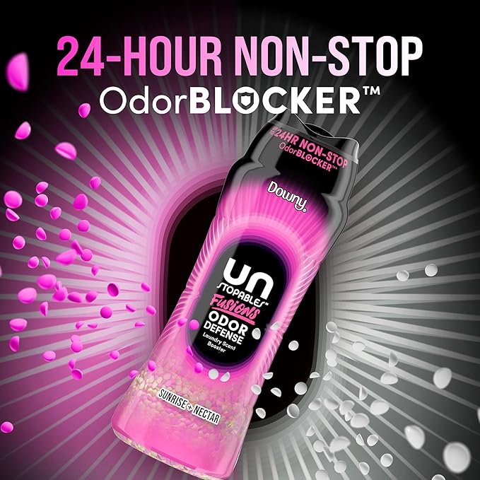 Downy Unstopables Fusions Odor Defense In-Wash Laundry Scent Booster Beads, Sunrise + Nectar Scent, 10.7 OZ, 2-in-1 Laundry Beads for Odor Defense