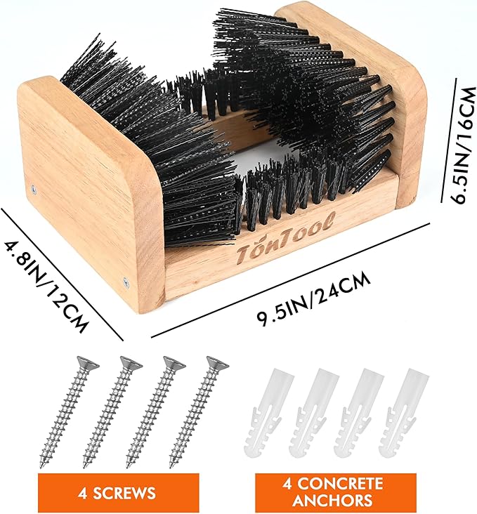 Boot Scrubber Wooden Boot Brush, Shoe Cleaner Brush for Outdoor Mud & Dirt-9.13 * 6.14 * 4.07in Shoe Cleaning Brush