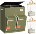 SOLEDI Double Laundry Hamper with Lid, 47.8 Gal (180L) Large Laundr Basket 2 Section with 2 Side Pockets, Dirty Clothes Hamper with Removable Bag, Easy to Carry for Laundry Room, Bedroom, Avocado
