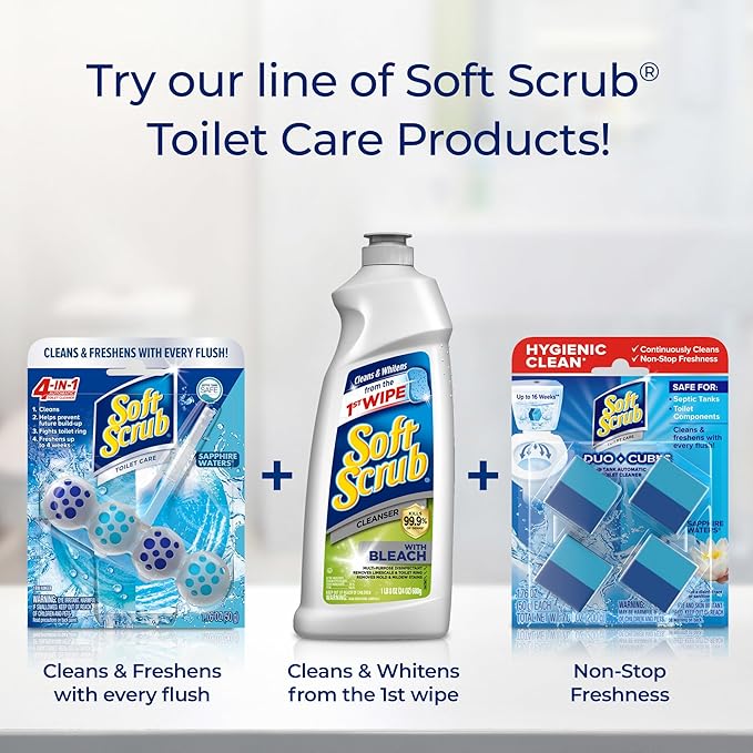 Soft Scrub 4-in-1 Rim Hanger Toilet Bowl Cleaner, Sapphire Waters, 2 Count