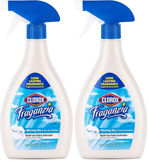 Clorox Fraganzia Refresher Spray 22oz Morning Sky | Multi-Use Fabric Refresher Spray in Morning Sky Scent | 22 Ounce Fabric Spray, Room Freshening Spray (Pack of 2)