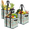 Foraineam Reusable Grocery Bags Set Durable Heavy Duty Tote Bag Collapsible Grocery Shopping Box Bag with Reinforced Bottom