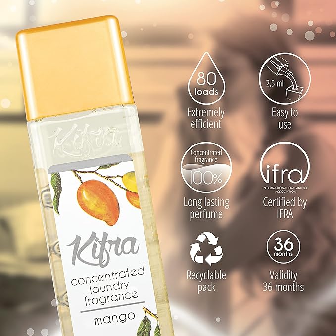 KIFRA MANGO Concentrated Laundry Fragrance 6.76 Fl Oz 200ml 80 Washing Cycles