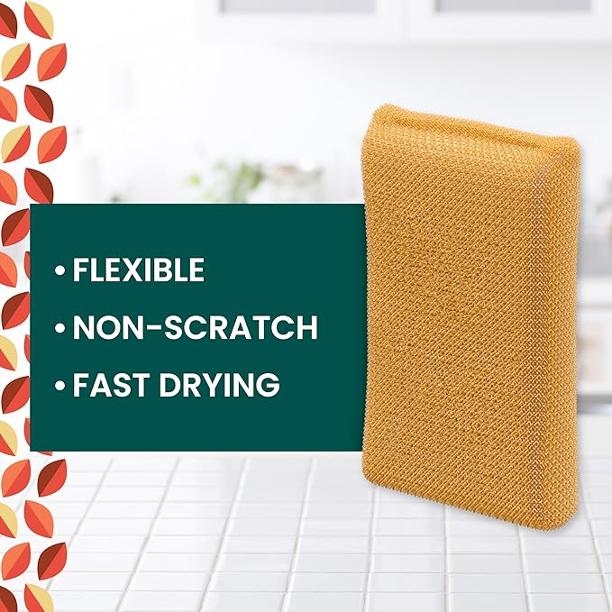 Scotch-Brite Harvest Dobie Scrubbing Pads, Non-Scratch Kitchen Sponge for Cleaning Dishes, Appliances, and Bathrooms, Pumpkin Orange Dish Sponge That Dries Fast, 2-Pack