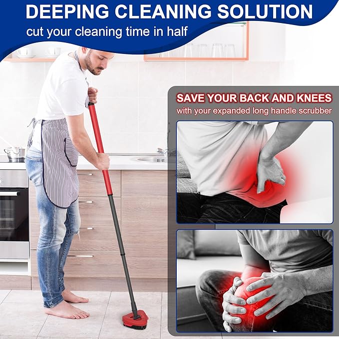Scrub Brush with Mop Base for 2-Tank Spin Mop Systems, Triangle Floor Scrubber Head Replacement with Stiff Nylon Bristles for Tile & Hard Floor Deep Cleaning – 1 Pack
