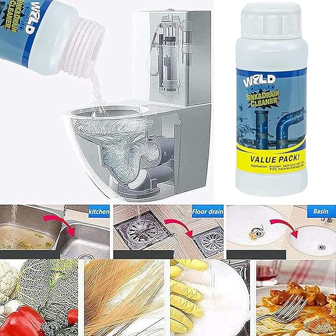 Upgraded Drain Cleaner, Wild Tornado Sink And Drains, Fast Foaming, Multi-functional Pipe Cleaning Tool for Home Kitchen Toilet (2pcs)