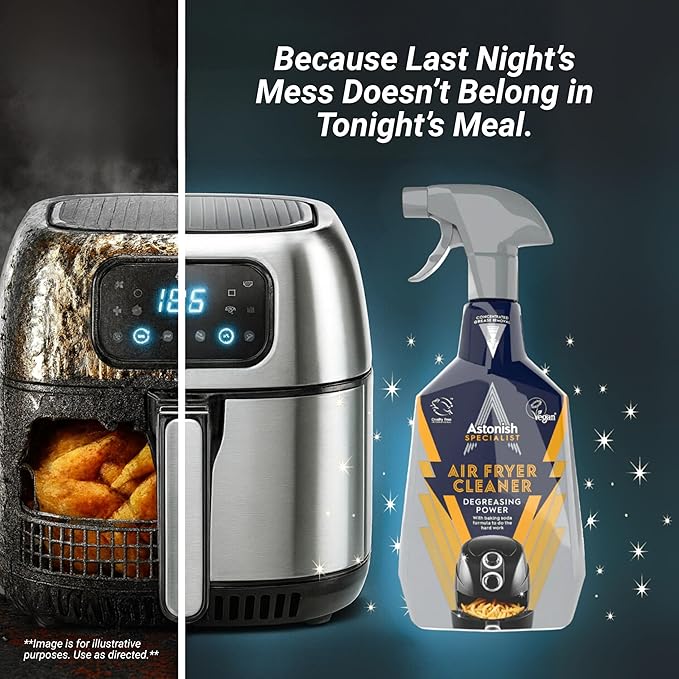 Astonish 750ml Specialist Air Fryer Cleaner Spray with Baking Soda, 2 Pack - Non Stick Safe Grease Remover, Food Residue Lifter, Quick Rinse Vegan Cruelty Free Kitchen Degreaser, No Scrub Formula