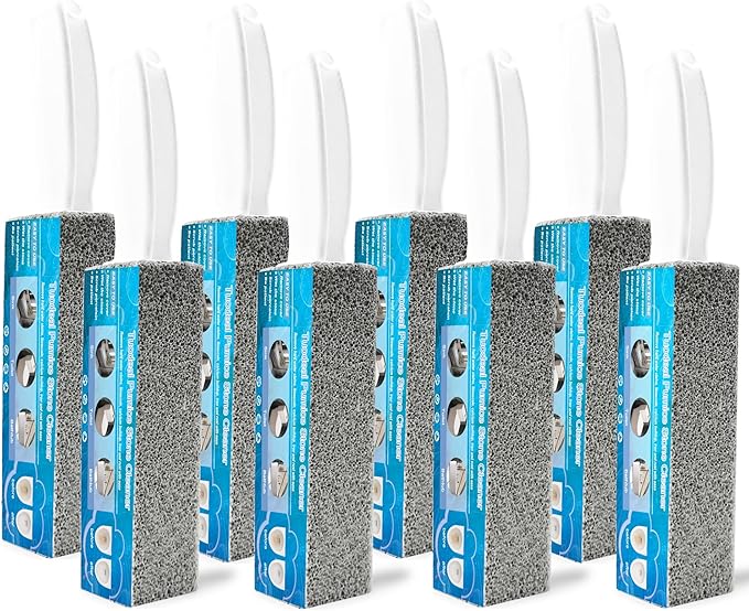 8 Pack Toilet Brush Pumice Stone for Toilet Bowl Cleaning, Scouring Stick for Hard Water Stains, Limescale, Calcium, Rust from Toilets, Bathtubs, Grills, Pools & Sinks