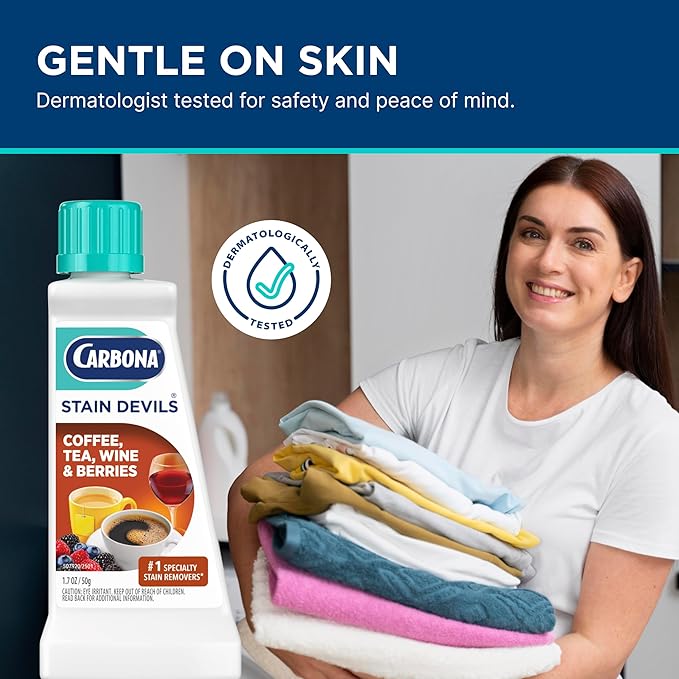 Carbona Stain Devils® #8 | Coffee, Tea, Wine & Juice | Professional Strength Laundry Stain Remover | Multi-Fabric Cleaner | Safe On Skin & Washable Fabrics | 1.7 Fl Oz, 1 Pack