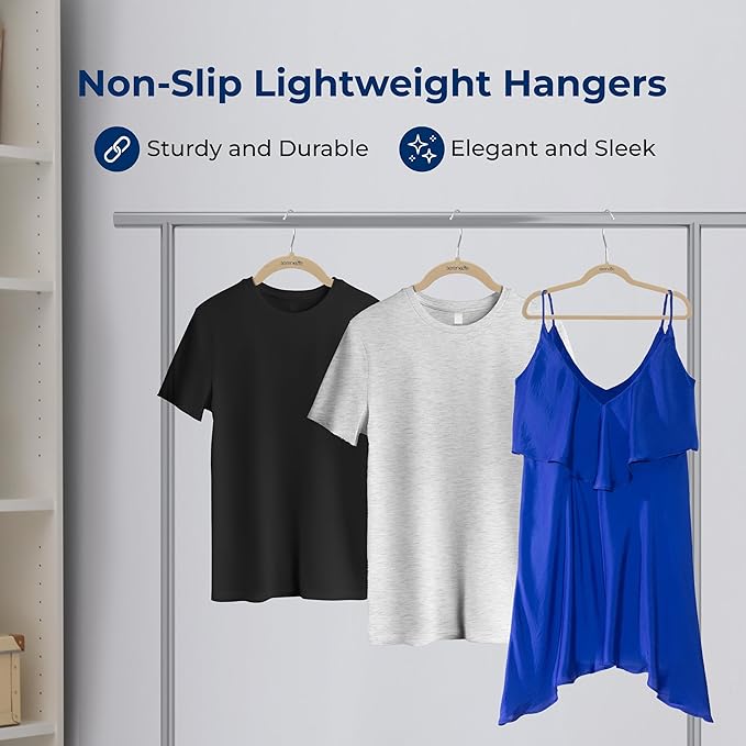 SereneLife 150 Pack Velvet Hangers - Non-Slip with 360° Swivel Hook - Ultra-Thin, Lightweight, Space-Saving, Felt Hangers for Shirts, Sweaters, Hoodies, Kids Clothes & Dresses