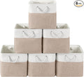 13 x 13 Inch Cube Storage Bins, 6 Pack Fabric Storage Basket with Handles, Foldable Boxes Organizer for Shelf Baskets for Home, Clothes (White/Khaki)