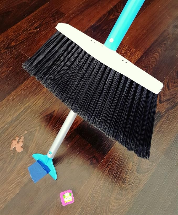 New Scrape and go Broom, as seen on Shark Tank! Duluxe, Upright Sweeping Broom with Scraper