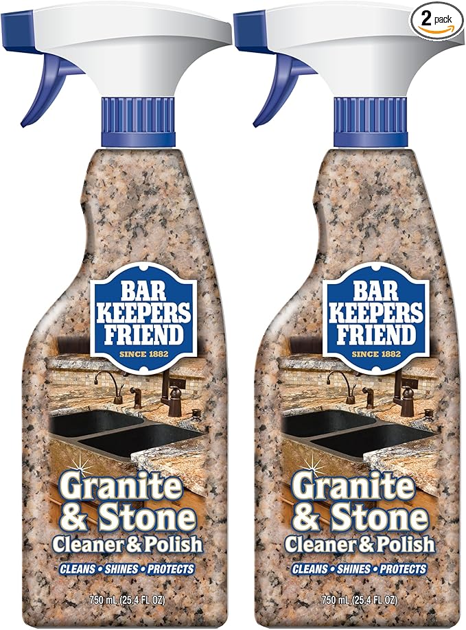 Bar Keepers Friend Granite & Stone Cleaner & Polish (25.4 oz) Granite Cleaner for Use on Natural, Manufactured & Polished Stone, Quartz, Silestone, Soapstone, Marble - Countertop Cleaner & Polish (2)