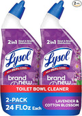 Lysol Toilet Bowl Cleaner Gel, For Cleaning and Disinfecting, Septic Safe Toilet Bowl Cleaner, Lavender & Cotton Blossom Scent, 24 oz, (Pack of 2)