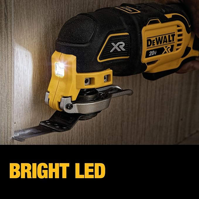 DEWALT 20V Oscillating Tool, Cordless, Wood Blades, Sandpaper, Tool Bag, Battery and Charger Included (DCS356SD1)