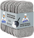MR.SIGA Dual-Sided Scrub Sponges, Long lasting, Reusable Dishwashing Sponges for Kitchen, 6 Pack
