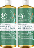 Dr. Jacobs Naturals Eucalyptus Castile All-in-One Cleaner and Soap - Plant-Based Formula for House Cleaning Floors and Appliances - Gentle on Skin and the Planet - 32 oz, 2 Pack