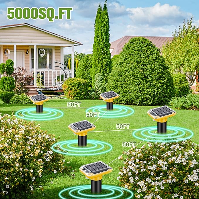 Solar Mole Repellent, Ultrasonic Gopher Repeller Outdoor, 6 Packs Solar Powered Waterproof Snake Repellent Deterrent Gopher Vole Snake Pest and Other Animals from Lawn Garden Yard Home (6PCS)