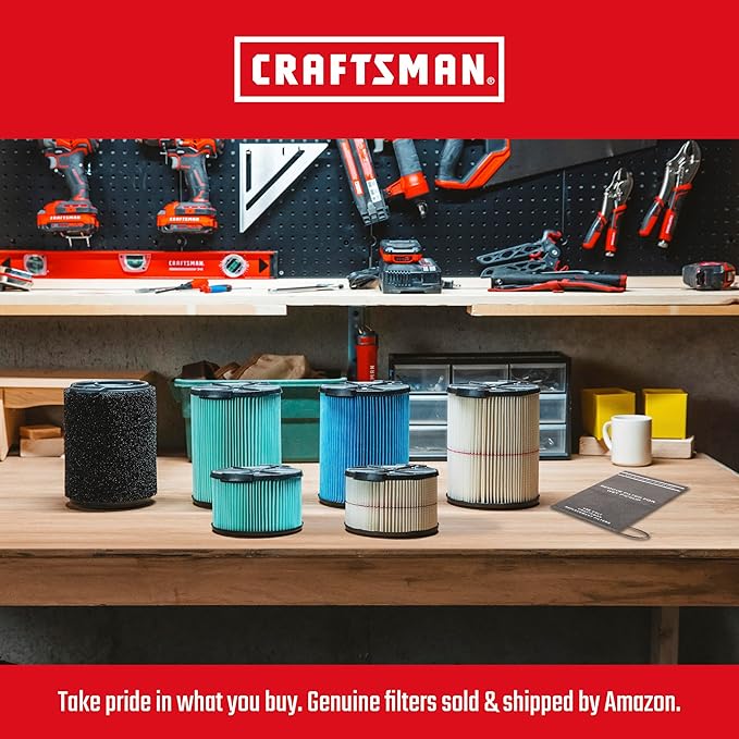 CRAFTSMAN CMXEVBE18595 16 Gallon 6.5 Peak HP Wet Dry Vac, Heavy-Duty Shop Vacuum Wet and Dry with Filter, 4 Dust Bags, Hose and Attachments for Home Projects & Renovations