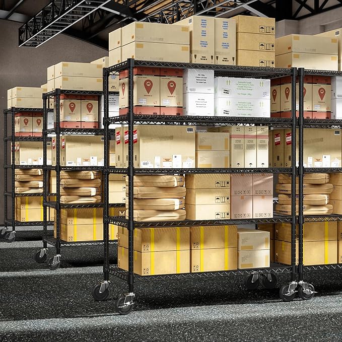 M MZG 53" W Garage Shelving 5 Tier Industrial 2200LBS Metal Shelving Units for Commercial, Basement, Pantry, Warehouse, School, Black Heavy Duty Easy Assembly 53.2" W x 23.6" D x 73.6" H