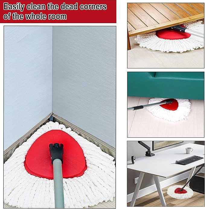 10 Pack Spin Mop Replacement Heads, 100% Microfiber Spin Mop Refill for Easy Wring Compatible with Triangle Spin Mop, 360 Degree Spinning Mop Replace Head for Floor Cleaning