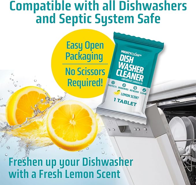 Dishwasher Cleaner And Deodorizer 24 Pack - 1 Year Supply Deep Clean Dishwasher Cleaner Tablets, Septic Safe Dishwasher Cleaning Tablets, Dish Washer Cleaner To Remove Limescale, Mineral Buildup, Odor