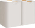 STORAGE MANIAC 2-Pack Large Laundry Hamper, 100L (26.4 Gal) Collapsible Laundry Basket with Bamboo Handles, Freestanding Waterproof Clothes Hamper for Laundry Room, Bedroom, Dorm, Towels, Toys, White