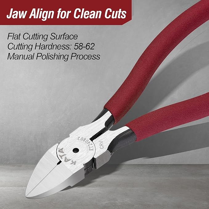 KATA 6-Inch Flush Cut Wire Cutters, Heavy Duty Side Cutter Pliers with Safety Cap, Sharp Snips for Crafting, Zip Ties, Floral Wire, Electrical, Jewelry, Chicken Wire, Artificial Flowers, 2 Pack