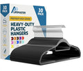 LifeMaster 30 Pcs. Dry Wet Clothes Hangers - Heavy Duty Coat Hanger Set with 360° Swivel Hook (Black) Non-Slip Rubber, Space-Saving, Frustration-Free Hanging, Accessory Tie Bar, Smart Strap Hooks